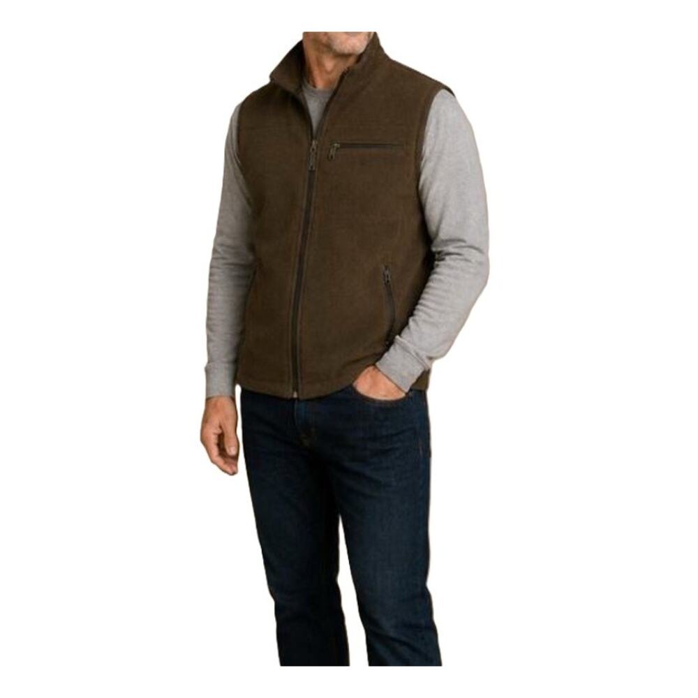 Eddie Bauer Fleece Vest Mens XL Brown Full Zip Pockets Outdoor Hiking Casual EUC